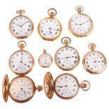 A quantity of gold plated pocket watches, makers include Record, and James Walker (9) Condition