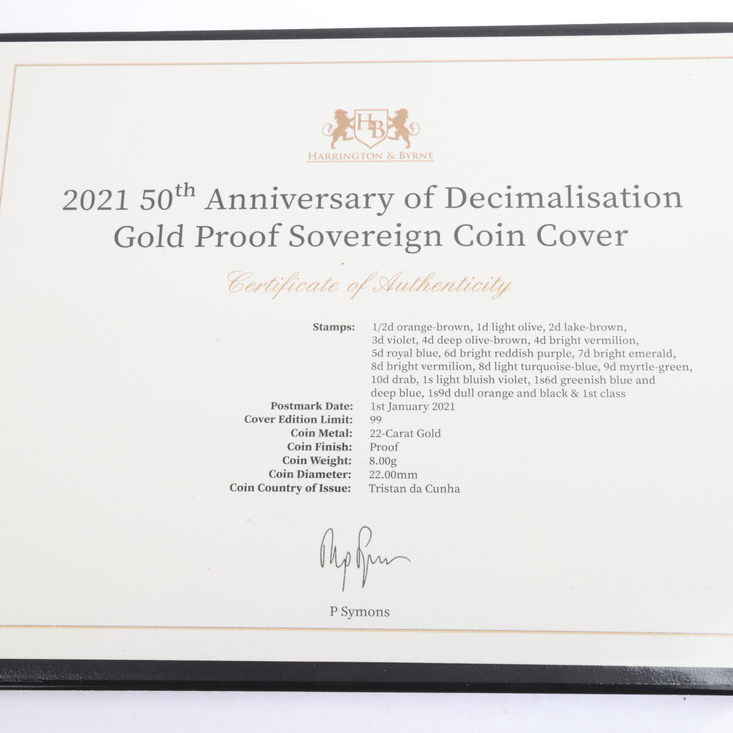 An Elizabeth II 2021 50th Anniversary Of Decimalisation gold proof sovereign coin cover, by - Image 3 of 4