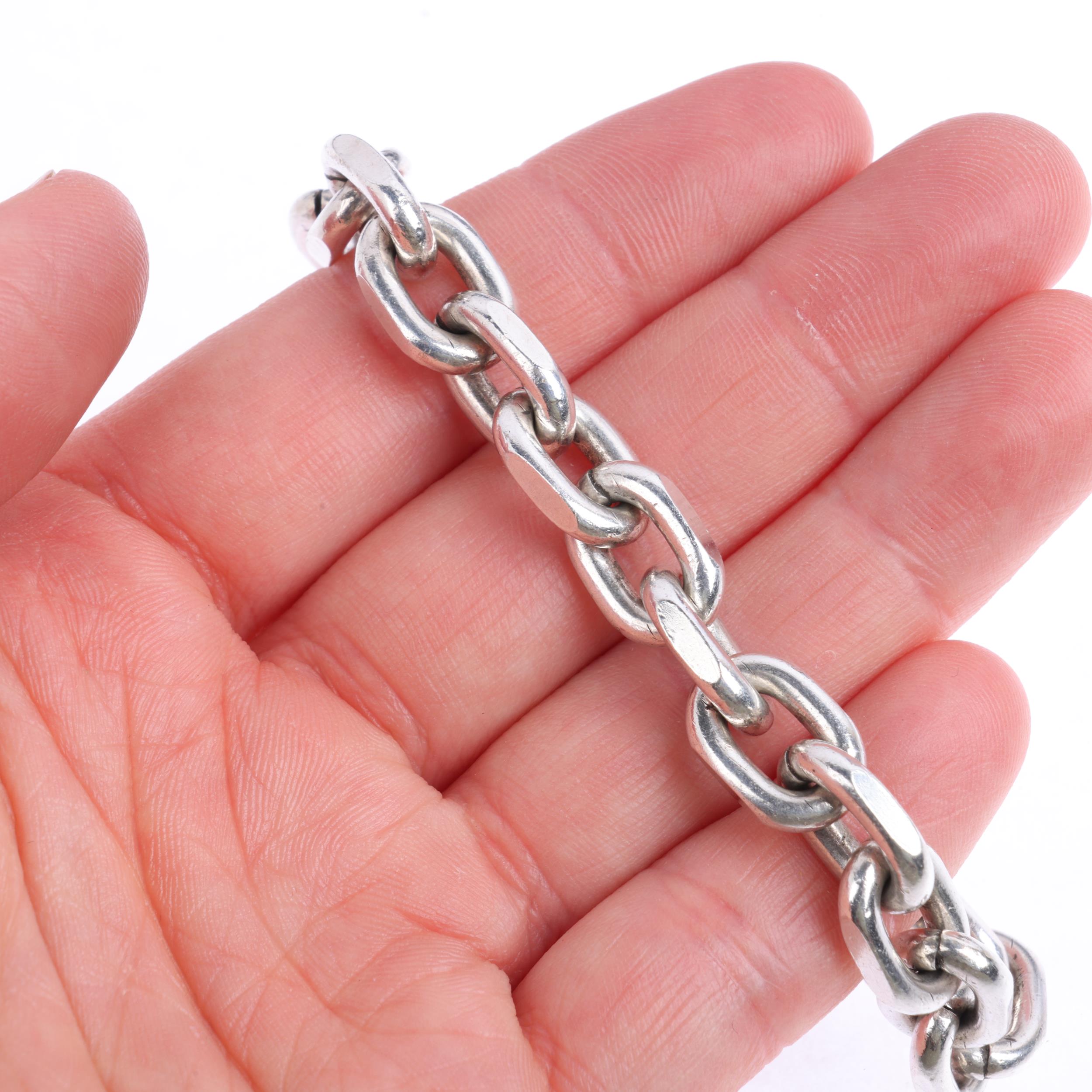A Danish sterling silver anchor cable link chain bracelet, 19cm, 45.54g Condition Report: No - Image 3 of 3