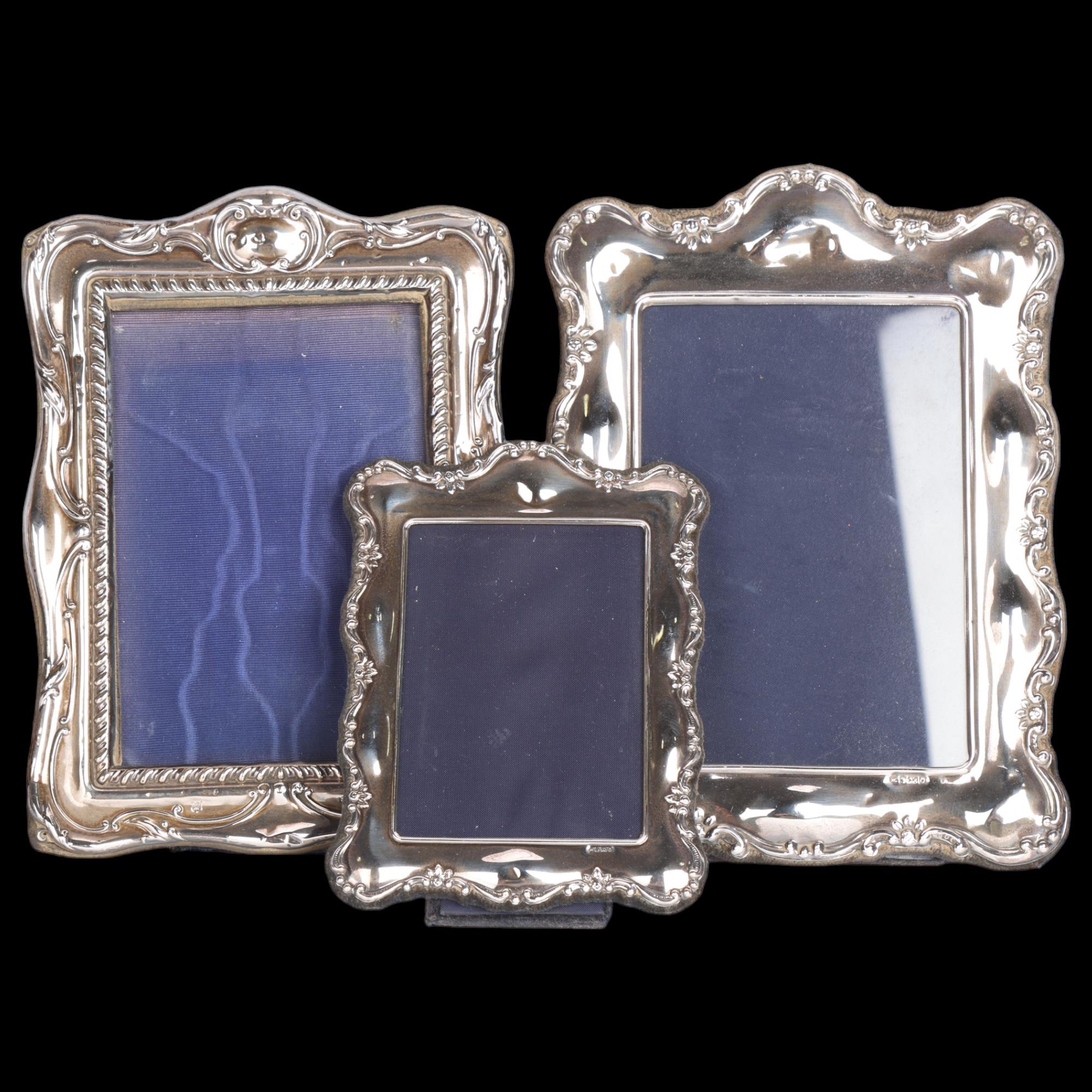 3 similar silver-fronted rectangular photo frames, largest overall 21cm x 15cm (3) Condition Report: