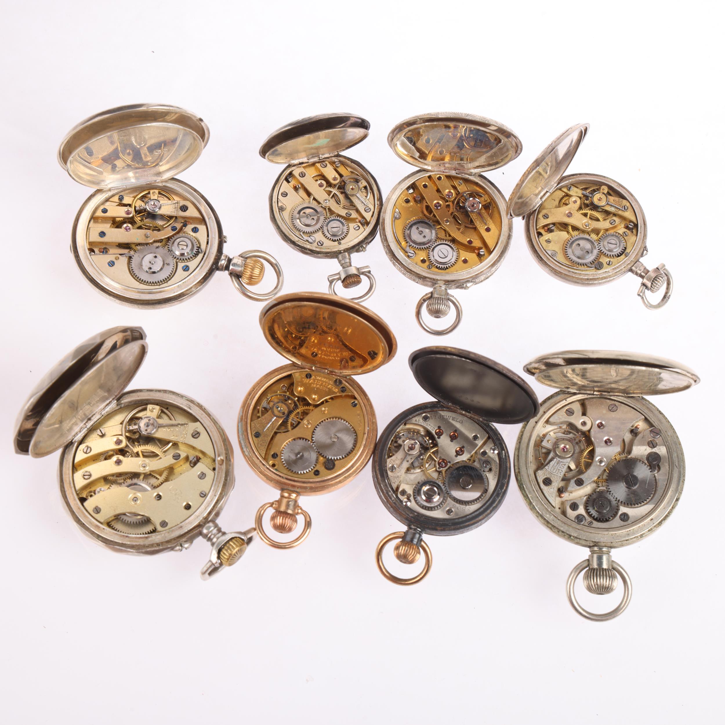 8 fob watches, including silver and gold plated examples Condition Report: Lot sold as seen unless - Image 4 of 5