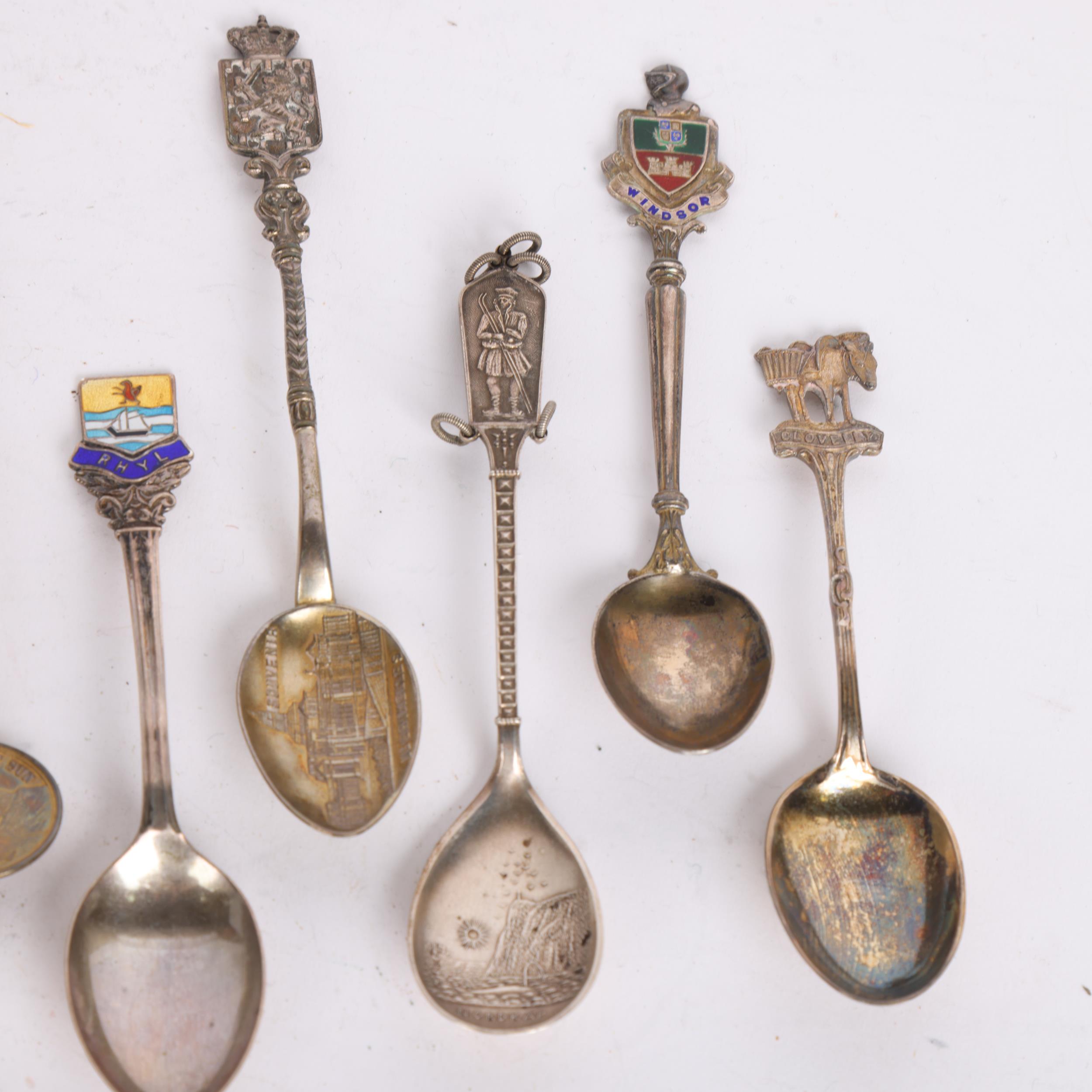 Various silver flatware, including Continental souvenir spoons, Victorian shell sugar sifter - Image 3 of 3