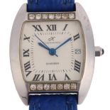 KLAUS-KOBEC - a lady's stainless steel and diamond Carisma quartz calendar wristwatch, white dial