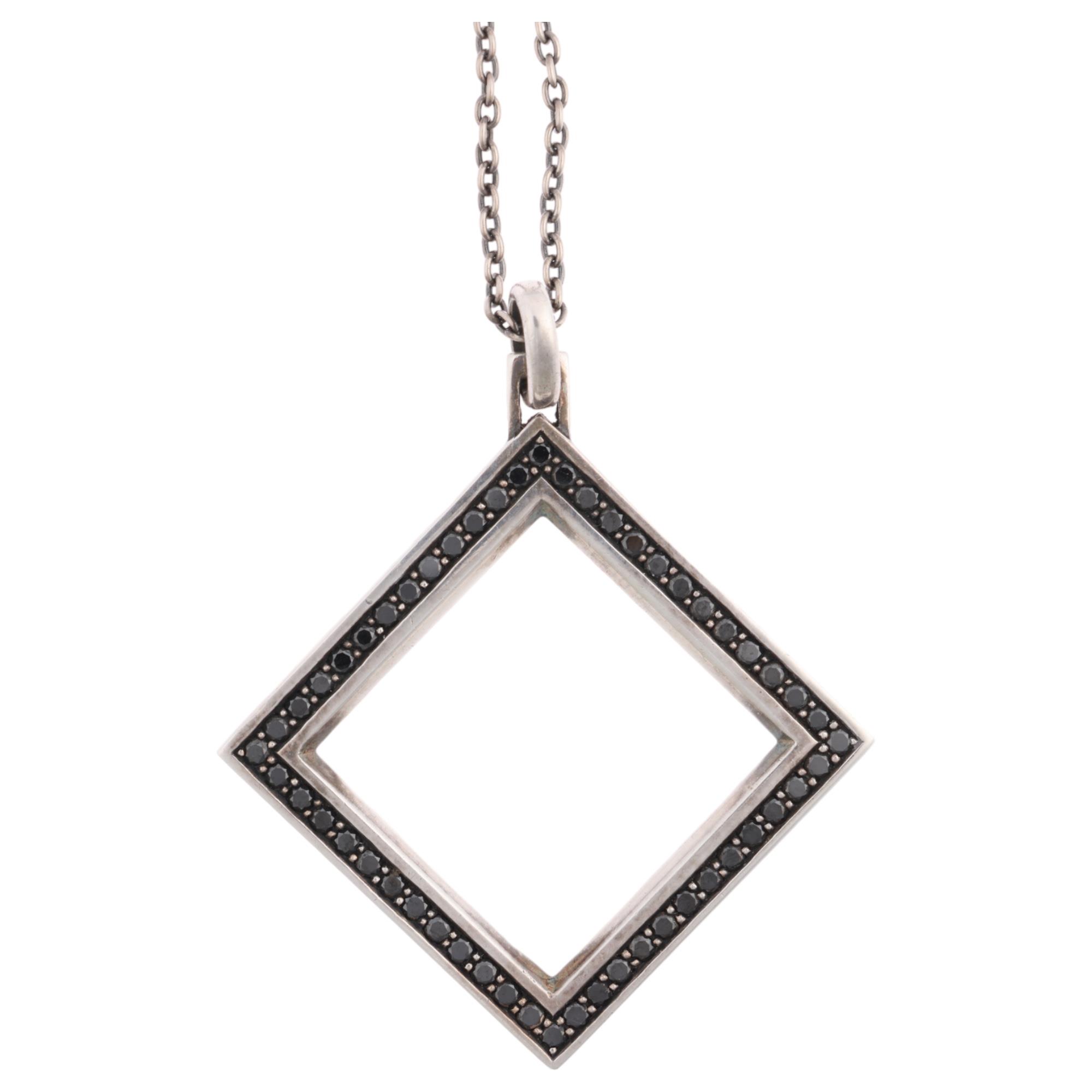 GEORG JENSEN - a Danish modernist sterling silver black diamond Nocturne openwork pendant