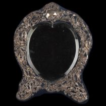 A large Edwardian silver-fronted heart dressing table mirror, William Comyns & Sons Ltd, London