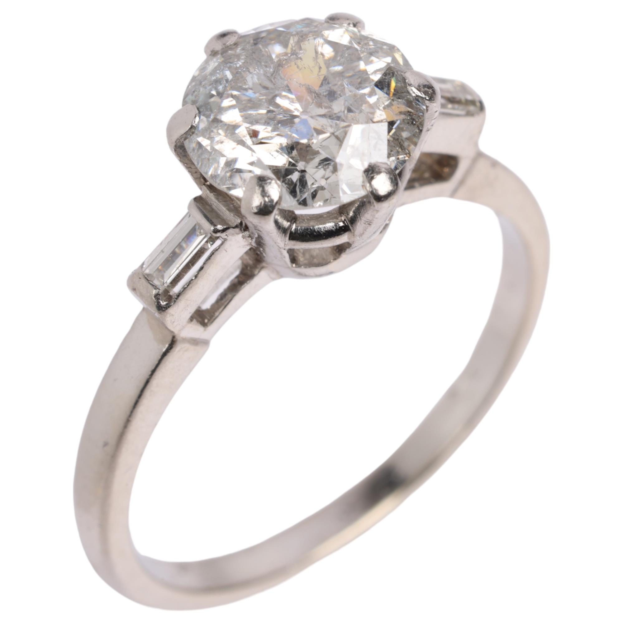 A 1.7ct solitaire diamond ring, centrally claw set with 1.7ct modern round brilliant-cut diamond, - Image 2 of 4