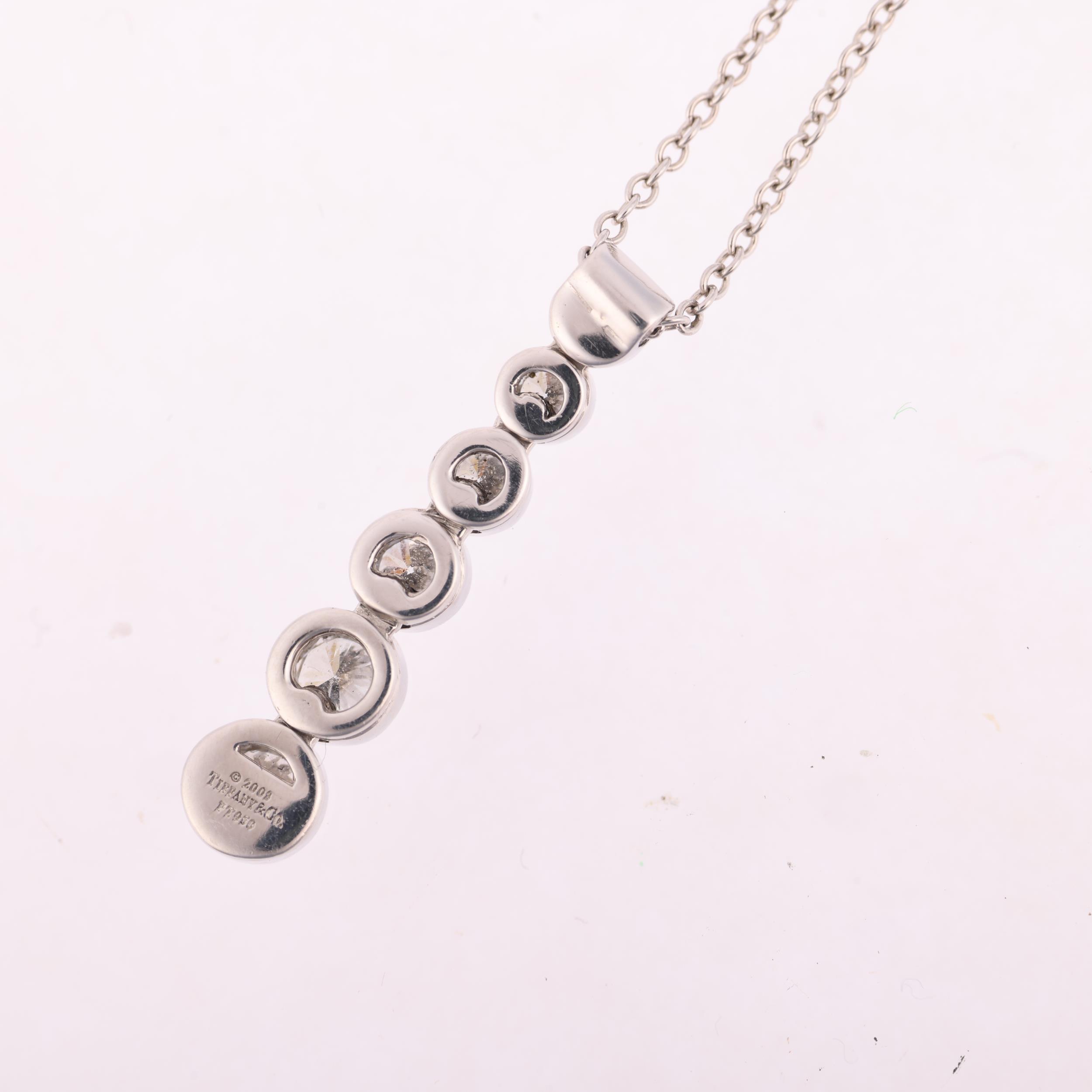 TIFFANY & CO - a platinum diamond Jazz pendant necklace, circa 2003, set with graduated modern round - Image 4 of 4