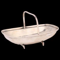 **Withdrawn** An Edwardian novelty silver Sussex trug bon bon dish,