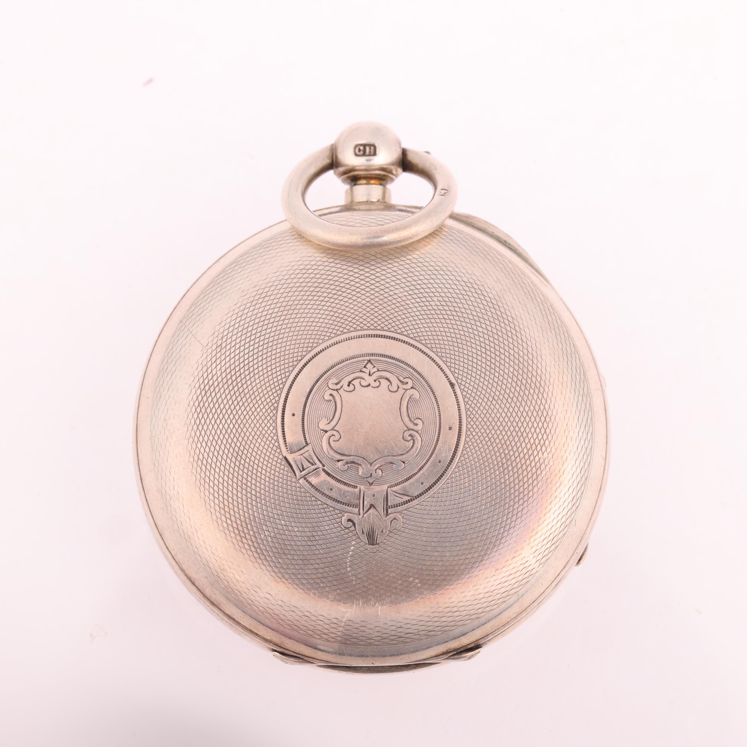 J W BENSON - a late 19th century silver open-face key-wind pocket watch, white enamel dial with - Image 2 of 5