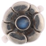 GEORG JENSEN - an Art Nouveau style Danish sterling silver moonstone flowerhead ring, model no.