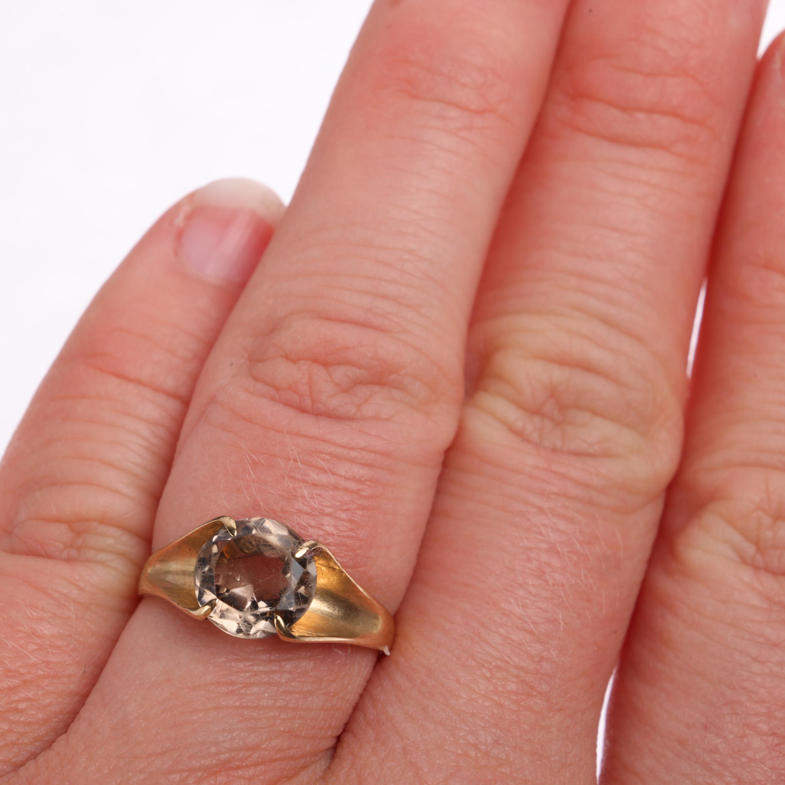 A 1970s 9ct gold smoky quartz dress ring, maker W&G, Birmingham 1979, claw set with round-cut - Image 4 of 4