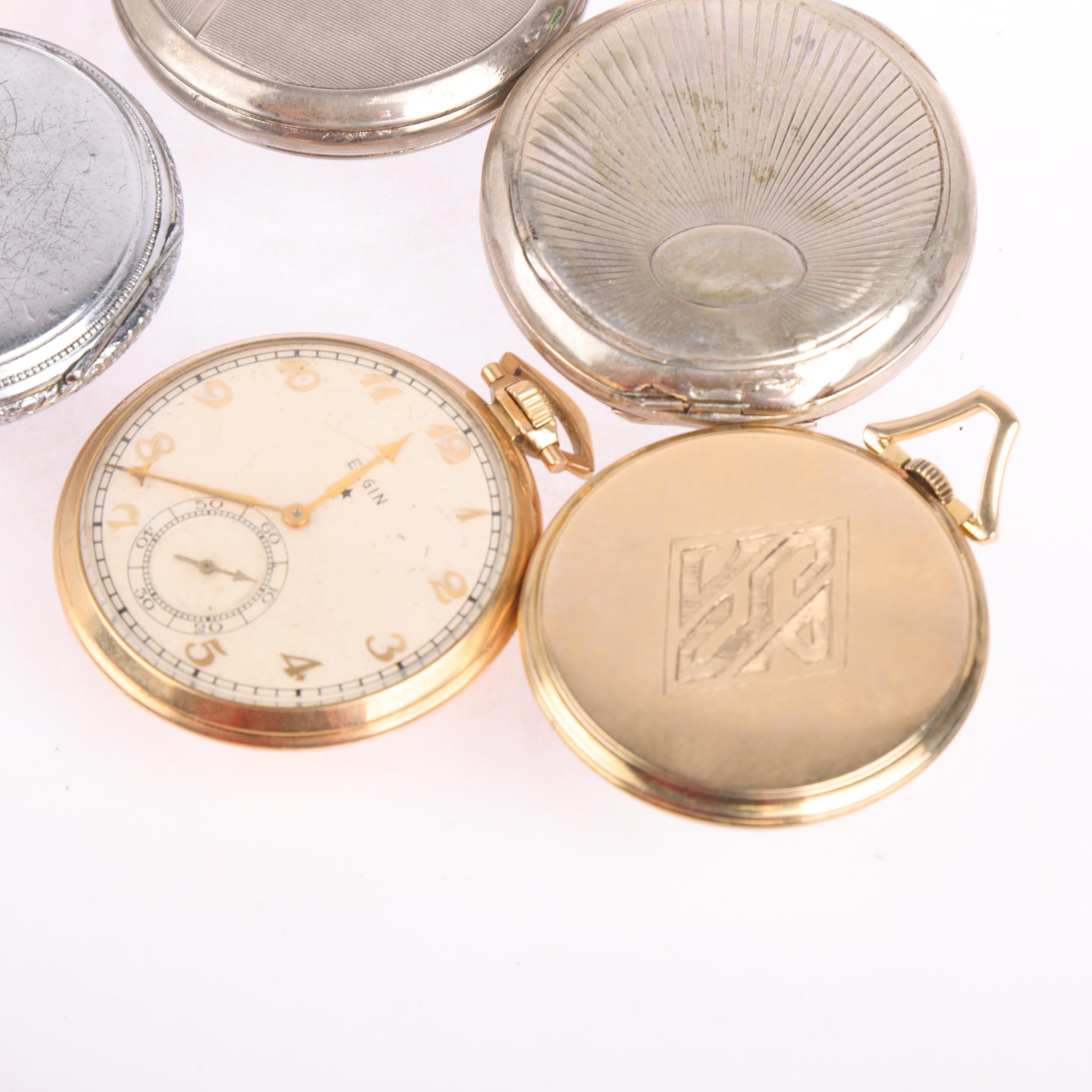 Various Art Deco pocket watches, makers include Gruen, Elgin, and Locarno (7) Condition Report: - Image 4 of 5