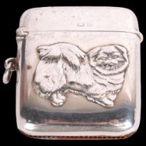 An Art Deco George V novelty silver 'Pekingese Dog' Vesta case, Deakin & Francis, Birmingham 1920,