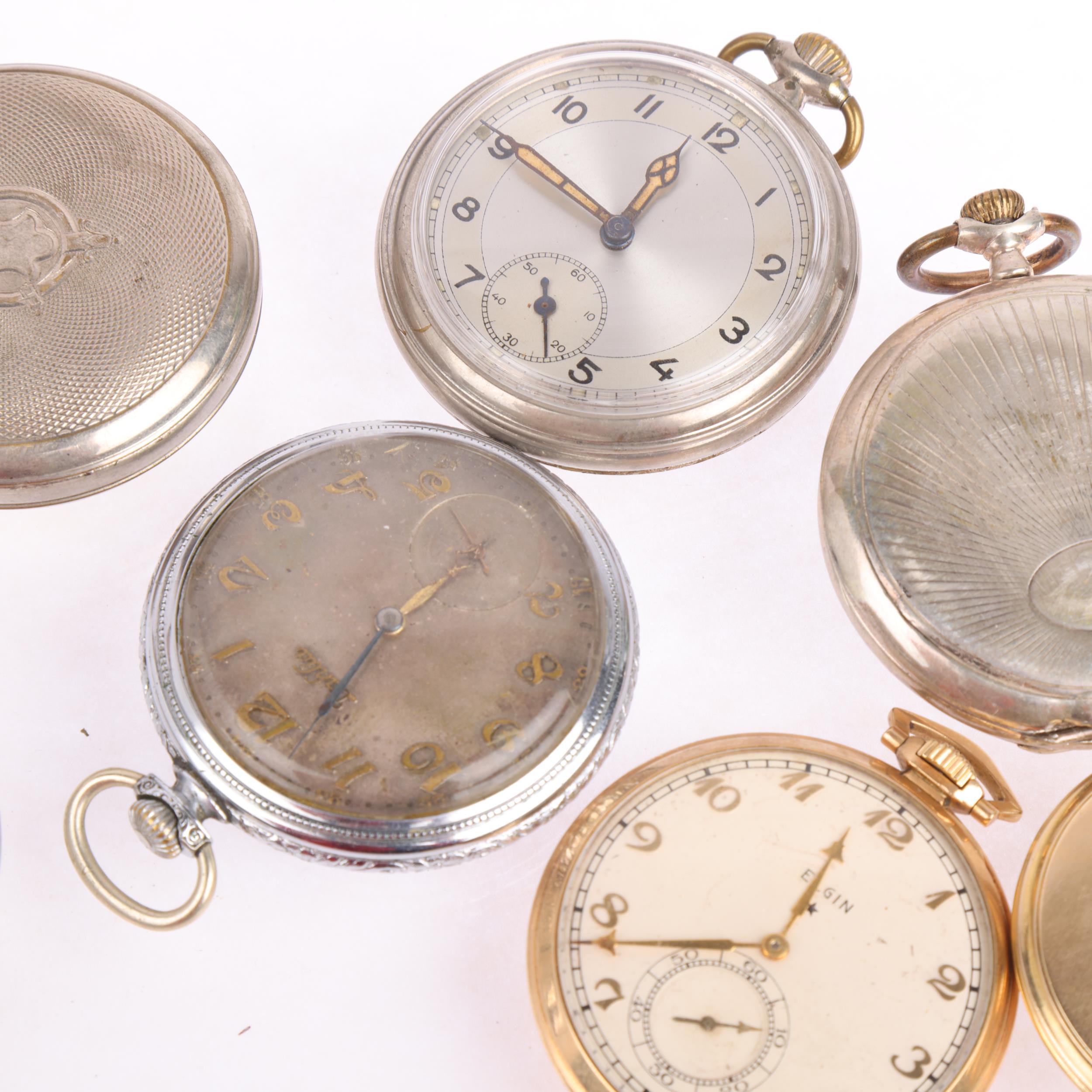 Various Art Deco pocket watches, makers include Gruen, Elgin, and Locarno (7) Condition Report: - Image 5 of 5