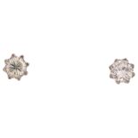 A pair of 18ct gold 0.2ct solitaire diamond earrings, each claw set with 0.1ct modern round