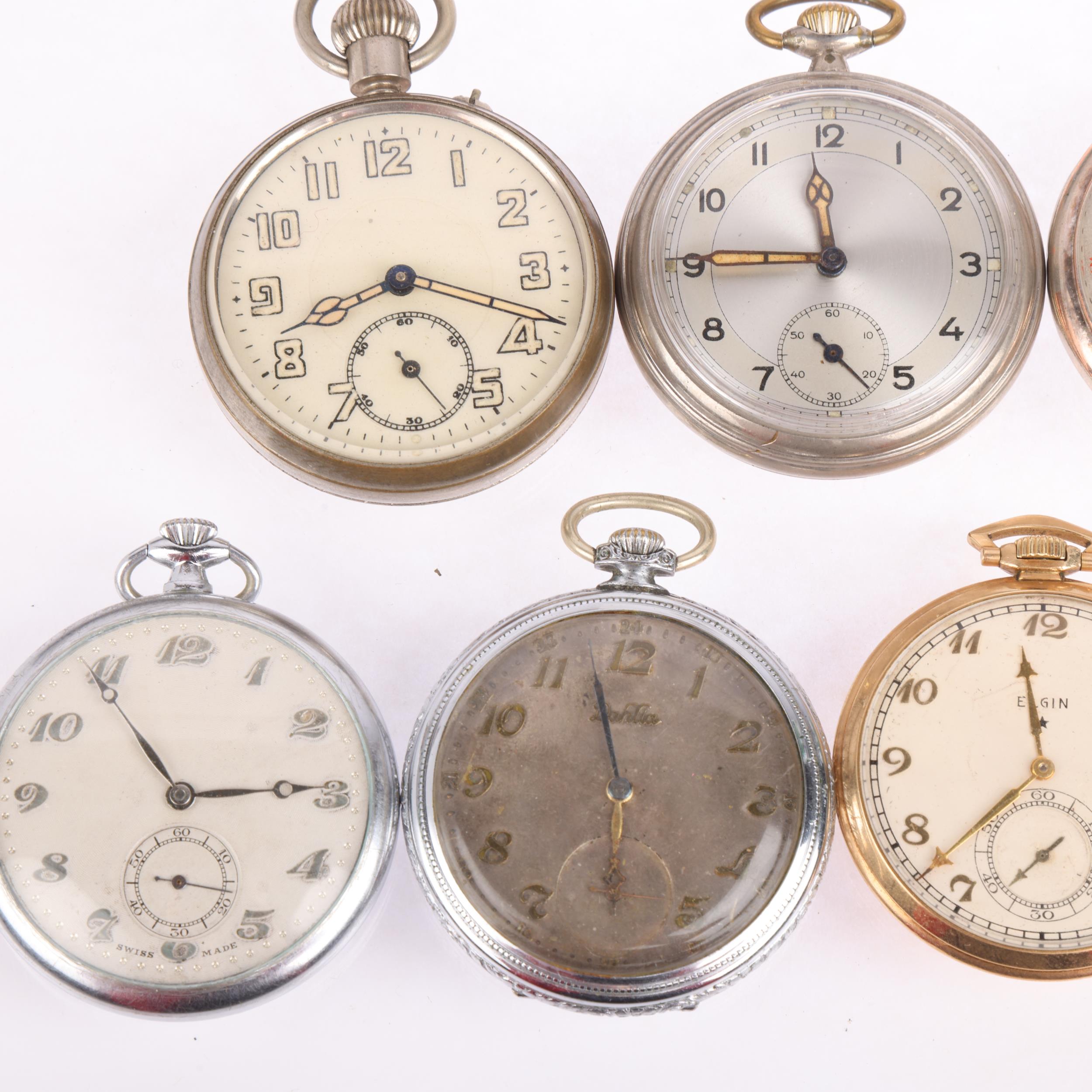Various Art Deco pocket watches, makers include Gruen, Elgin, and Locarno (7) Condition Report: - Image 2 of 5