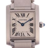 CARTIER - a lady's stainless steel Tank Francaise quartz bracelet watch, ref. 2384, silvered dial