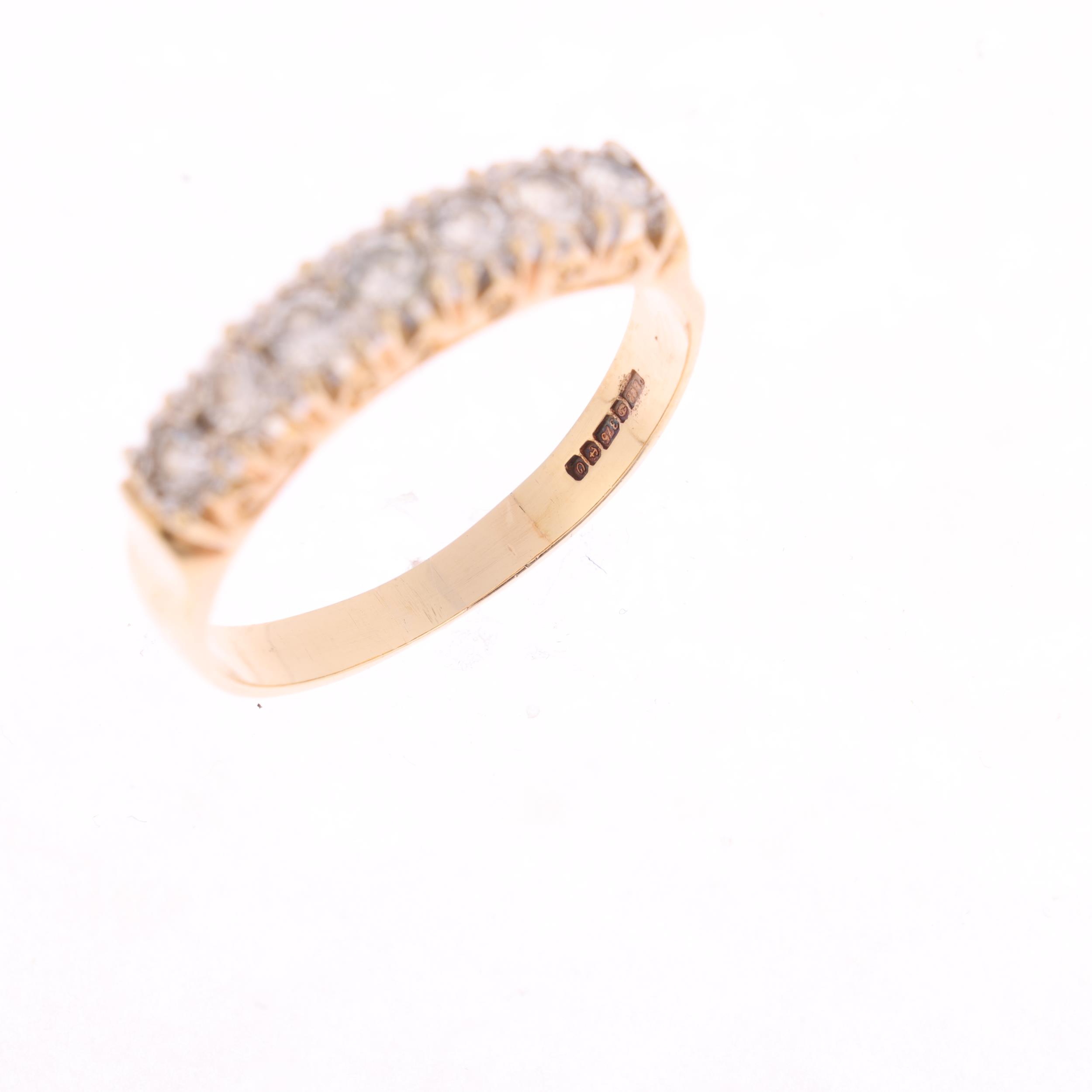 A 9ct gold seven stone diamond half hoop ring, set with modern round brilliant-cut diamonds, total - Image 3 of 4