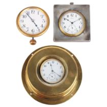 3 early 20th century timepieces, including silver-fronted lever example, width 7.5cm (3) Condition