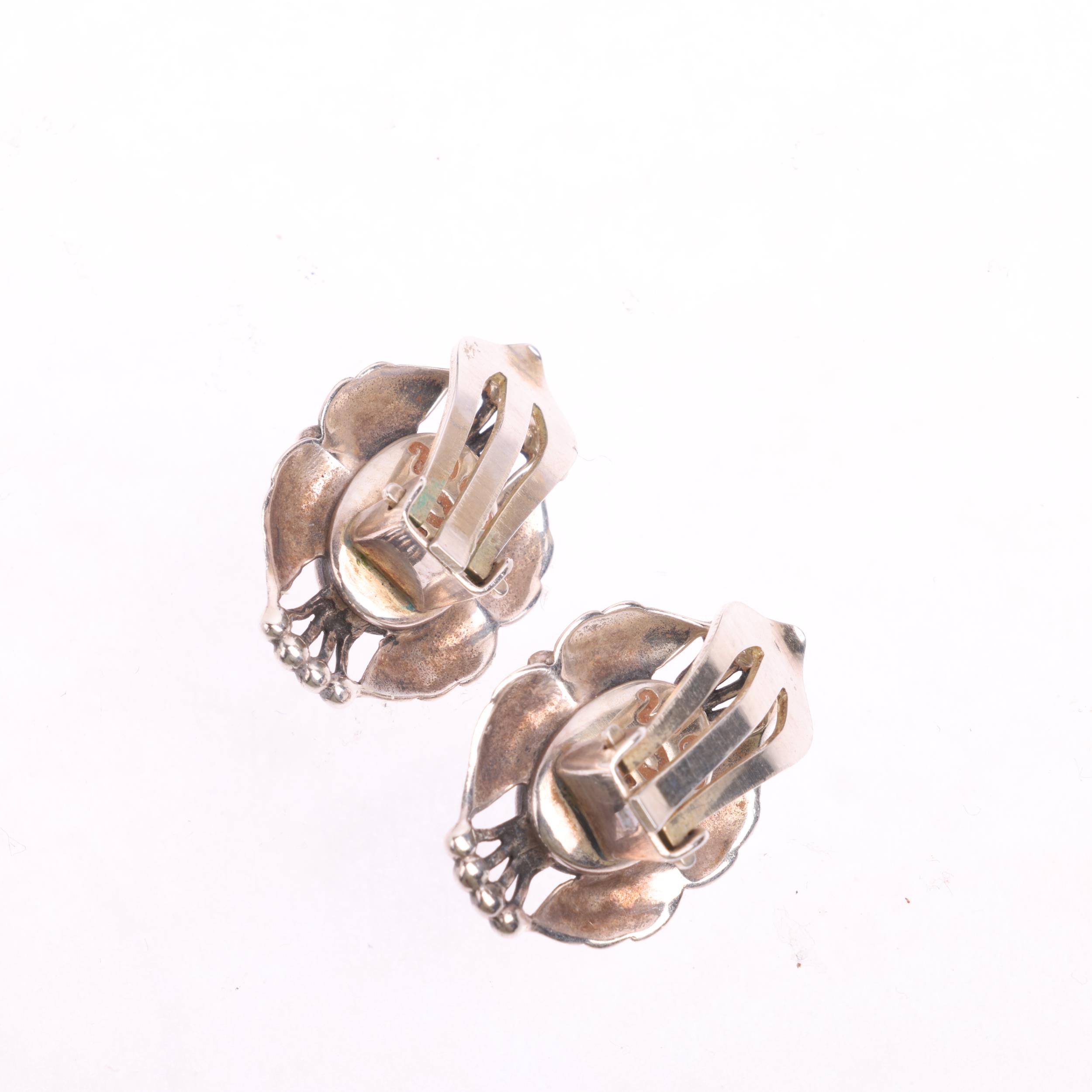 GEORG JENSEN - a pair of Art Nouveau style Danish sterling silver clip-on Earrings Of The Year 2000, - Image 2 of 3