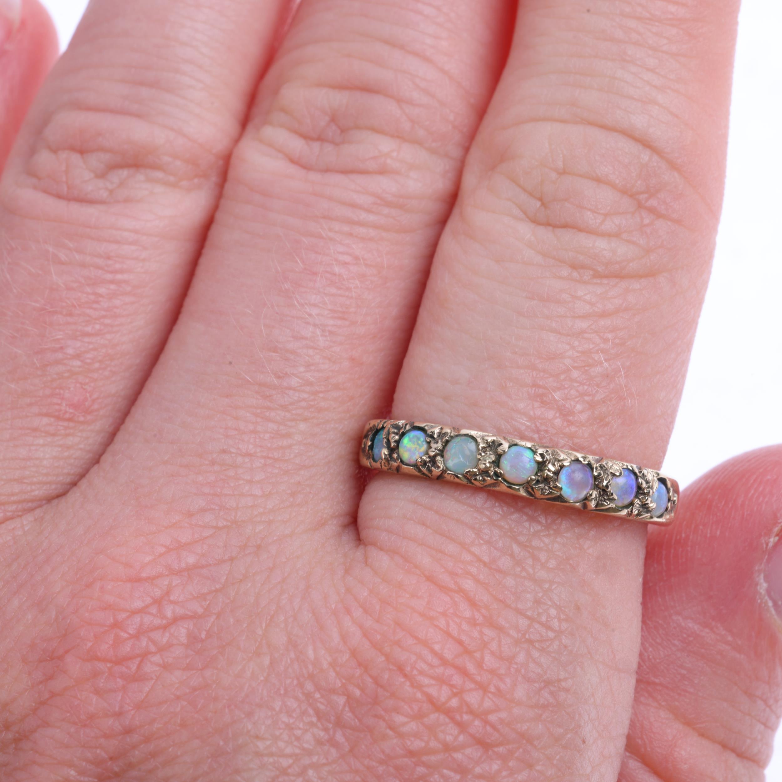 A 9ct gold opal half eternity ring, maker S&K, London 1959, set with round cabochon opals, setting - Image 4 of 4