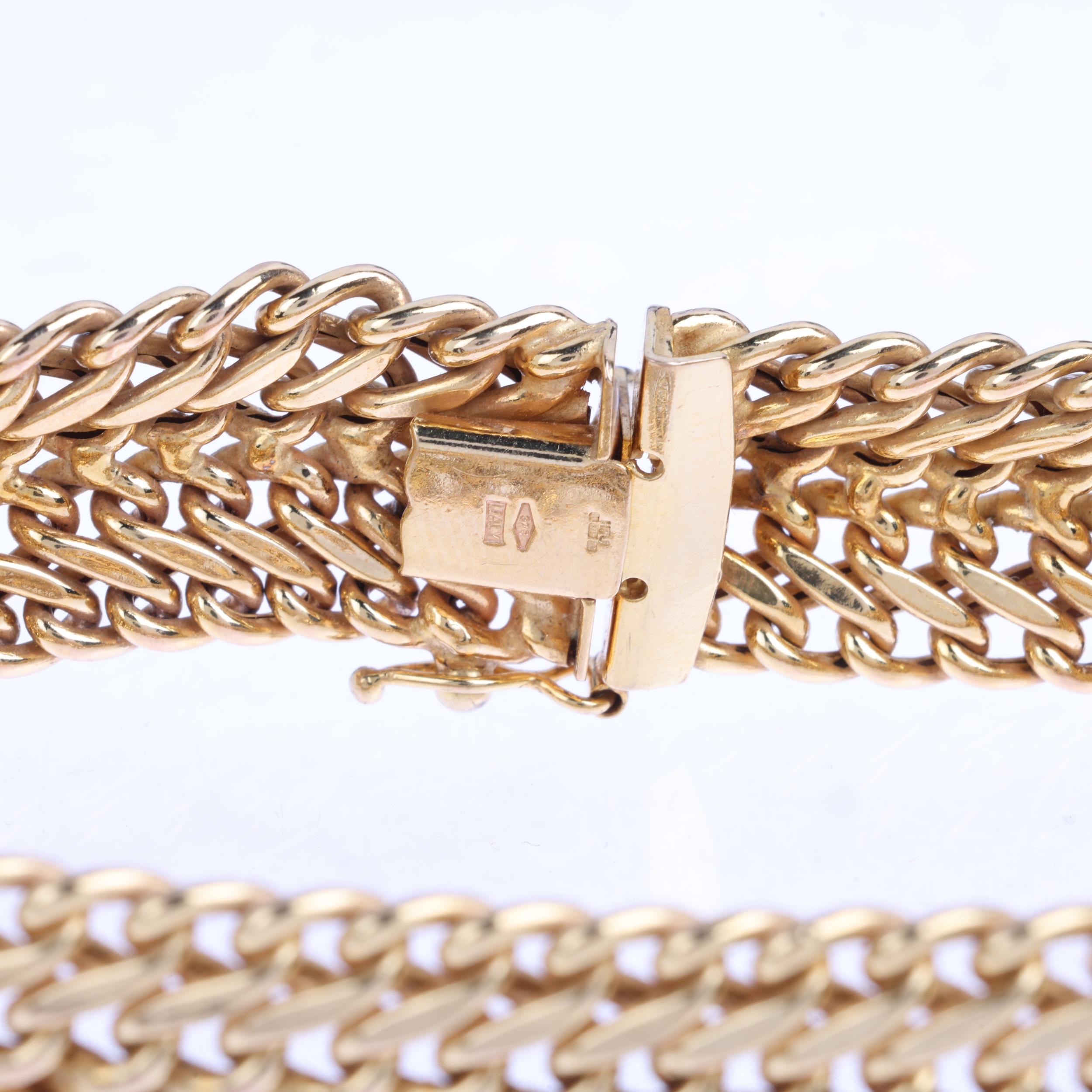An Italian 9ct gold multiple hollow curb link chain bracelet, band width 14.9mm, 19cm, 16.9g - Image 2 of 4