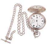 An early 20th century silver keyless full hunter pocket watch, by Equity Watch Co of Boston, white