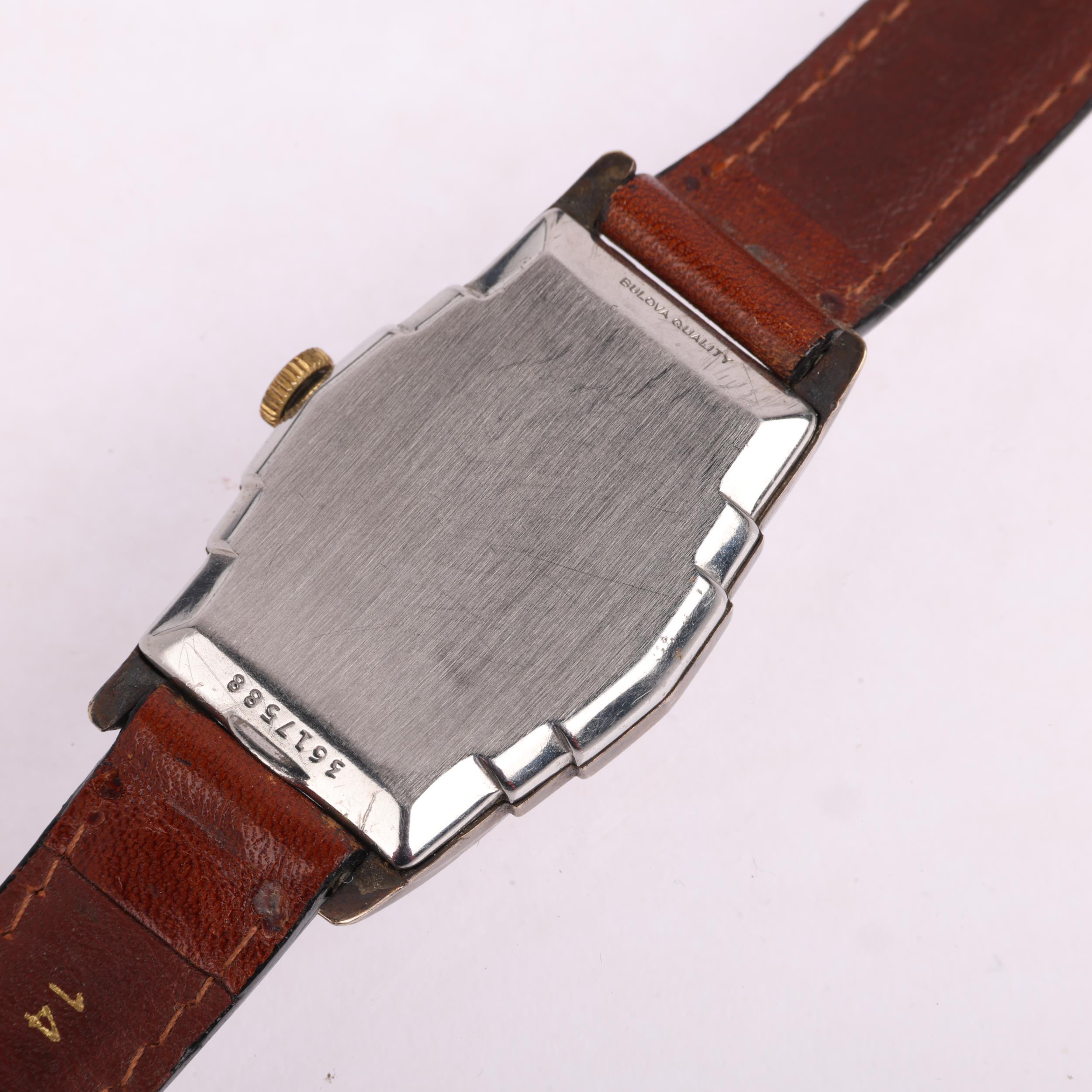 BULOVA - an American gold plated stainless steel mechanical wristwatch, circa 1940s, silvered dial - Image 3 of 5