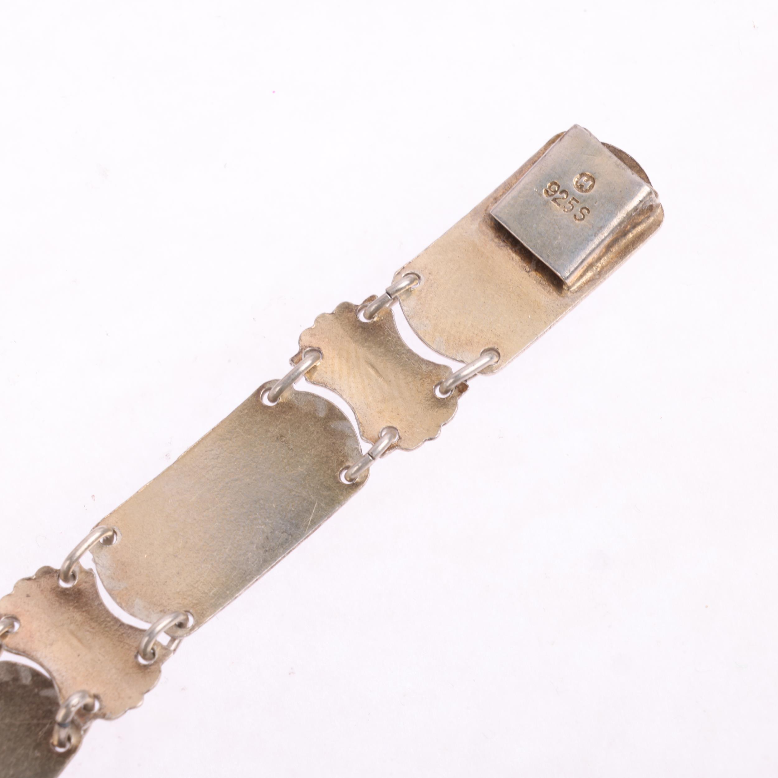 IVAR T HOLTH - a Norwegian sterling silver-gilt enamel 'Winter And Viking' panel bracelet, band - Image 3 of 3