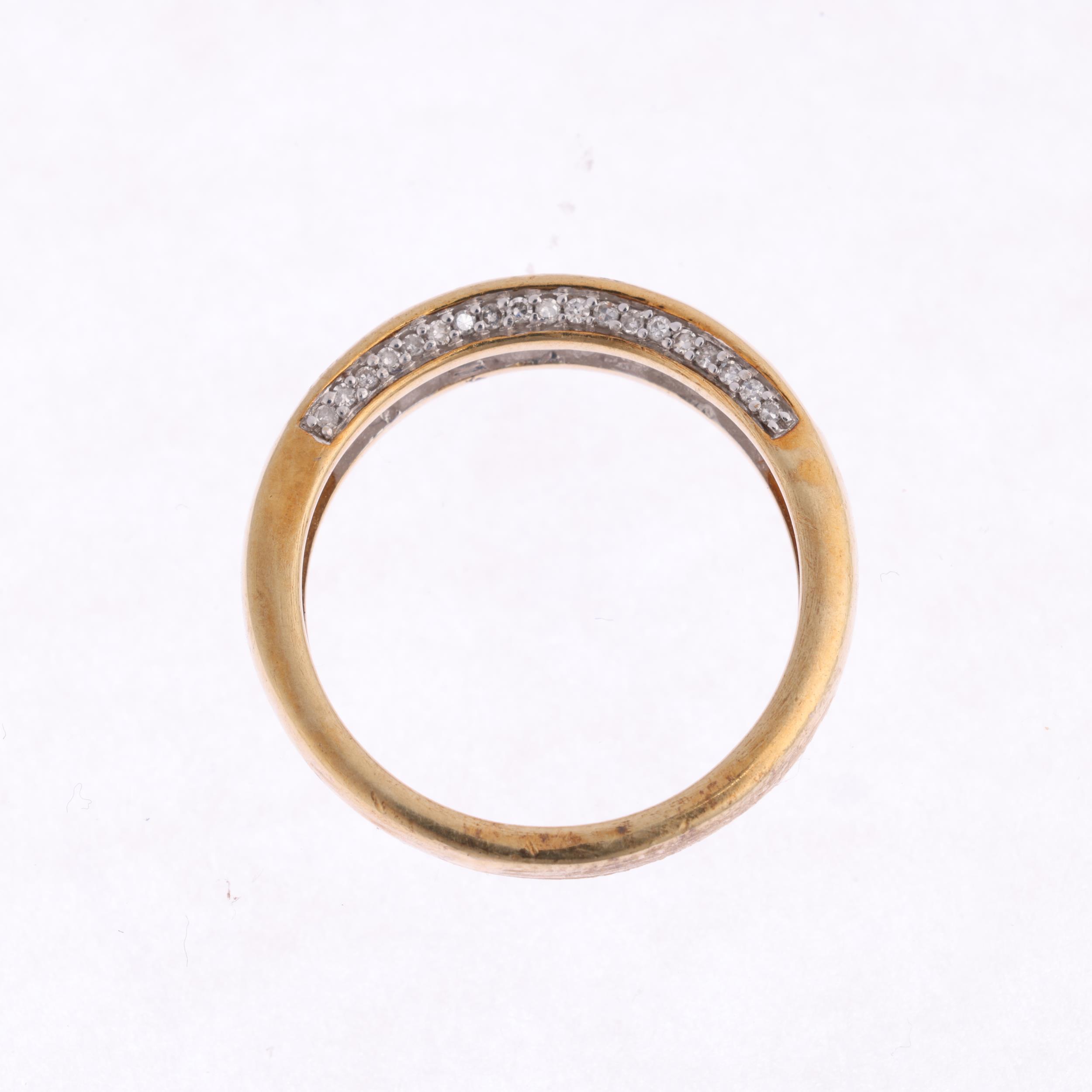 A modern 9ct gold half eternity ring, channel set with modern round brilliant-cut diamonds, total - Image 2 of 4