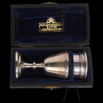 A cased George VI silver 2-piece travelling communion set, Mowbray & Co, London 1948, comprising