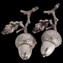 **CONDITION REPORT CHANGE** A pair of Victorian novelty silver 'Acorn' table pepperettes, Hukin & He