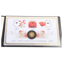 An Elizabeth II 2020 Centenary Of The Unknown Warrior gold proof sovereign coin cover, by Harrington