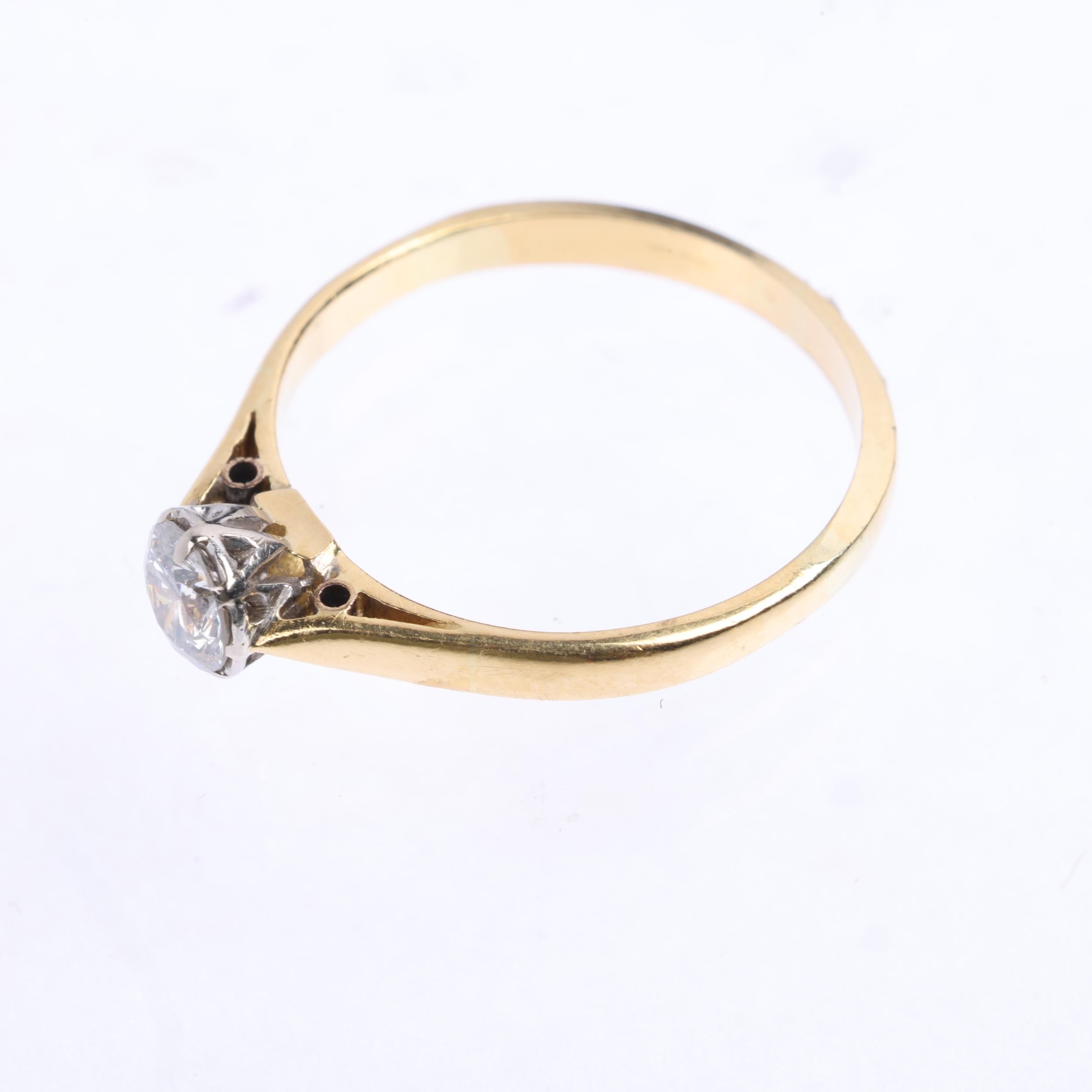A 0.3ct solitaire diamond ring, claw set with modern round brilliant-cut diamond, colour approx H/I, - Image 3 of 4