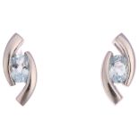 A pair of 9ct white gold blue topaz earrings, with stud fittings, 10.8mm, 1.4g Condition Report: