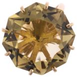 A 9ct gold lemon quartz dress ring, maker Z Ltd, London 1972, claw set with octagonal-cut quartz,