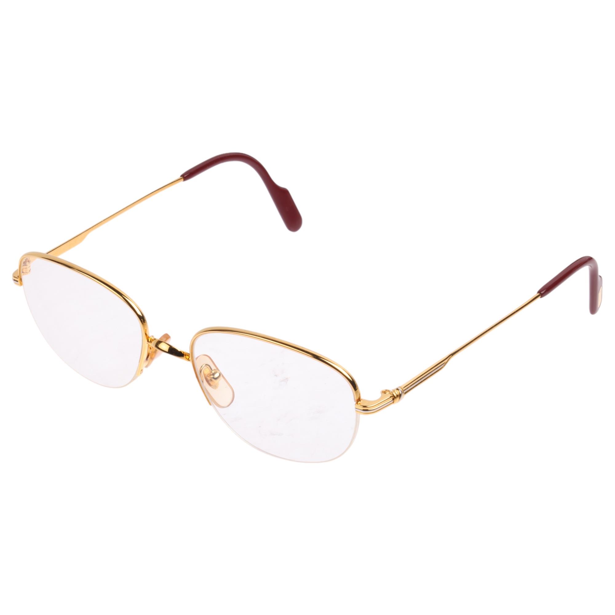 CARTIER - a pair of gold plated prescription glasses, size 135, signed Cartier Condition Report: