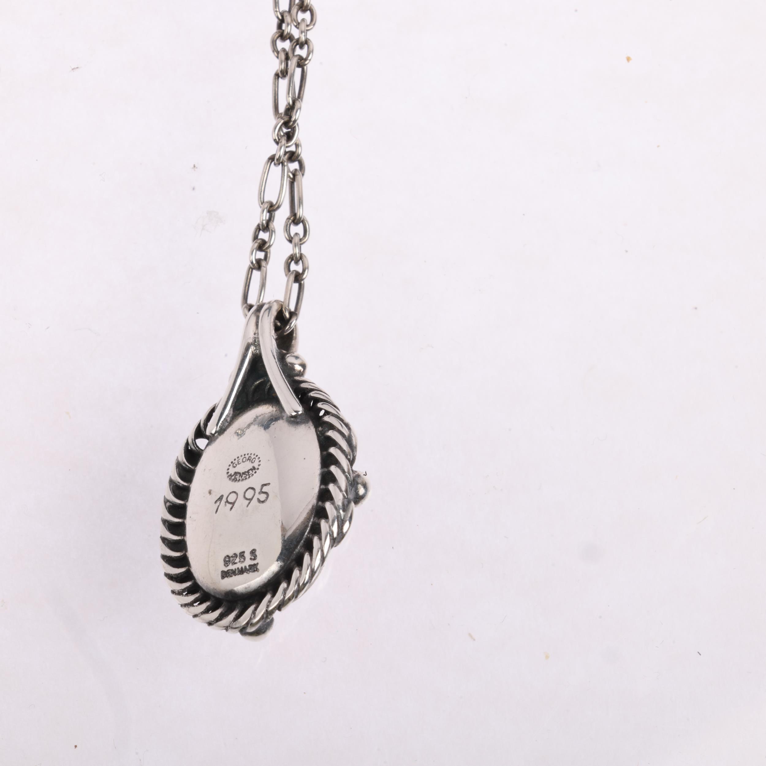 A Danish modernist sterling silver and amber Pendant Of The Year 1995 necklace, on original sterling - Image 3 of 3