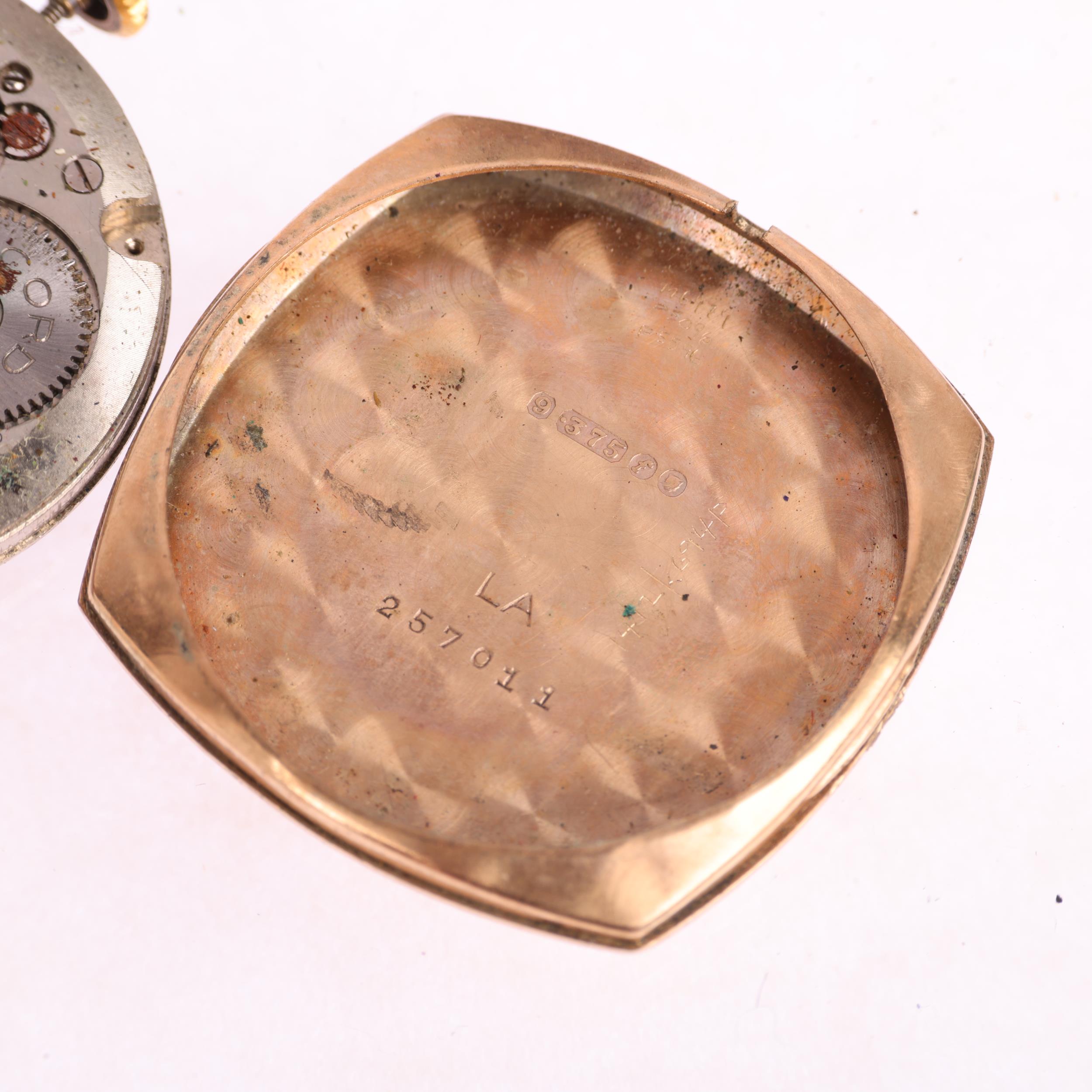 RECORD - a 9ct gold mechanical wristwatch head, circa 1960s, silvered dial with gilt Arabic - Image 4 of 5