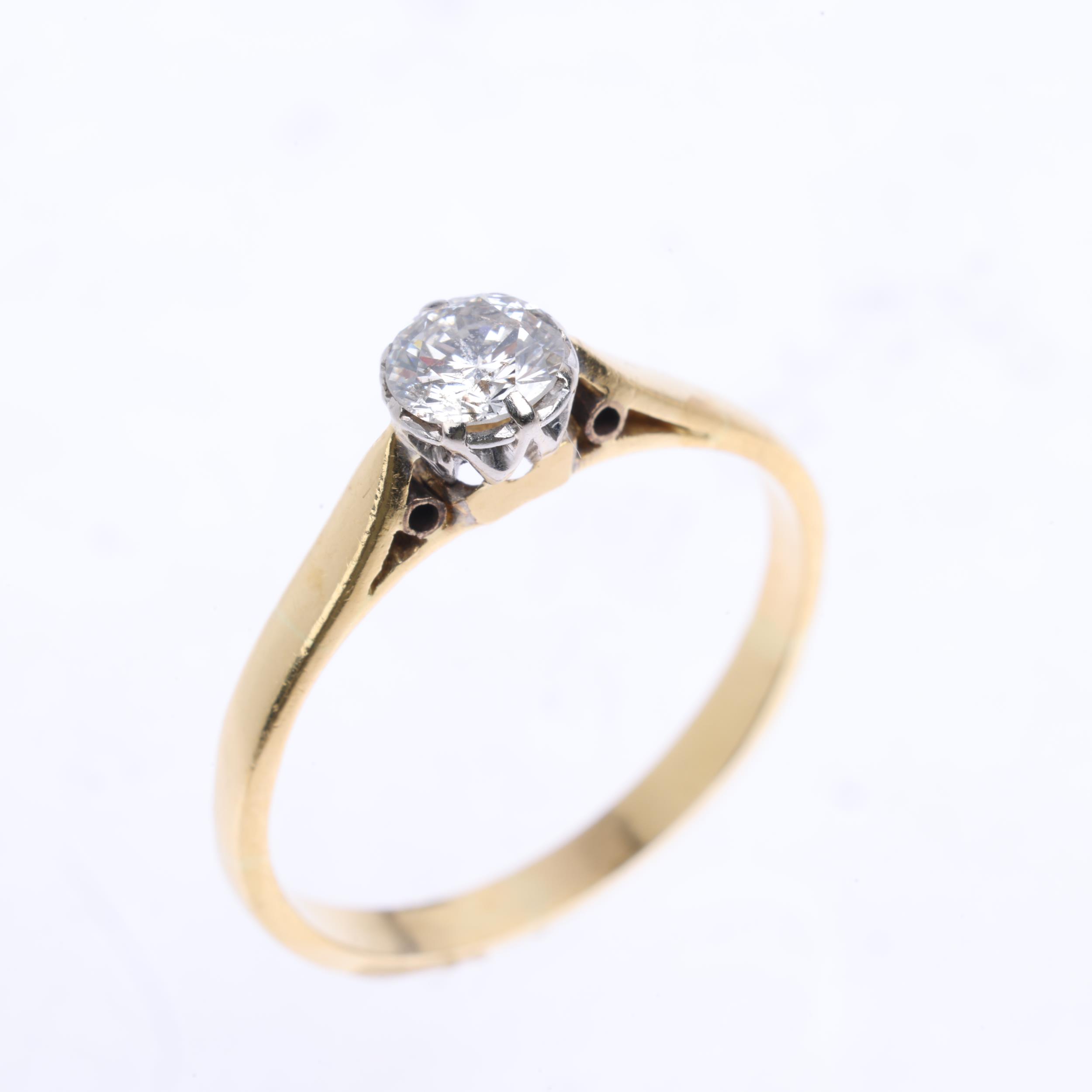A 0.3ct solitaire diamond ring, claw set with modern round brilliant-cut diamond, colour approx H/I, - Image 2 of 4