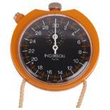 INGERSOLL - a Vintage orange plastic 1/10th second rally timer stopwatch, circa 1970s, black dial