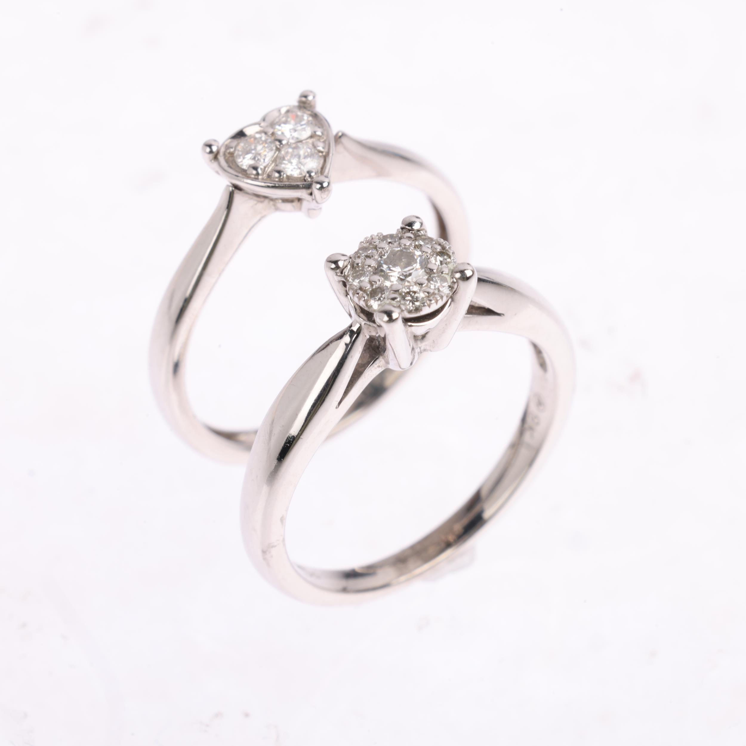 2 x 9ct white gold diamond rings, sizes J and K, 4.2g total (2) Condition Report: No damage or - Bild 2 aus 3