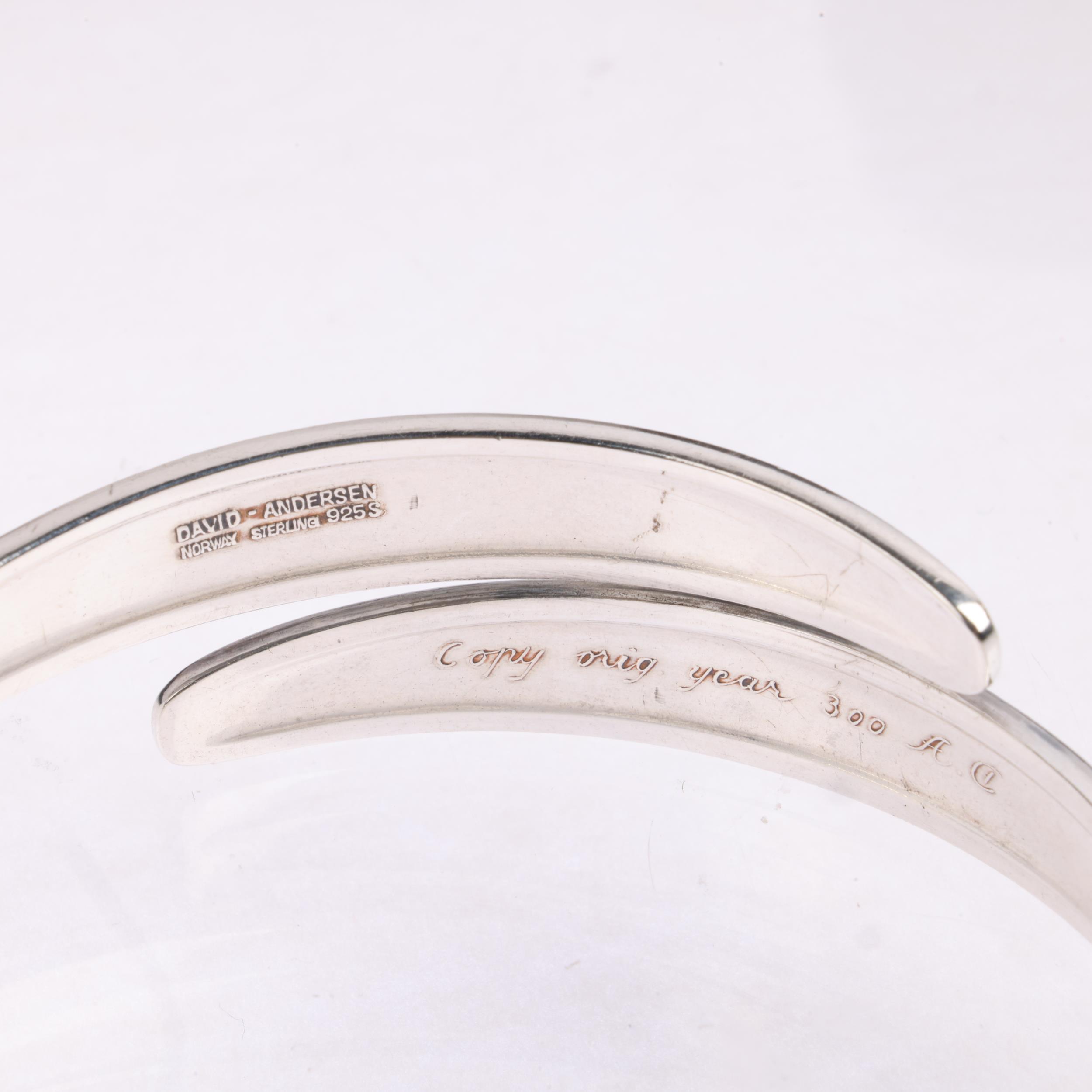 DAVID ANDERSEN - a Norwegian sterling silver Viking Revival torque bangle, a copy of original from - Image 3 of 3