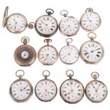 A quantity of silver-cased pocket watches, including half and full hunter examples (12) Condition