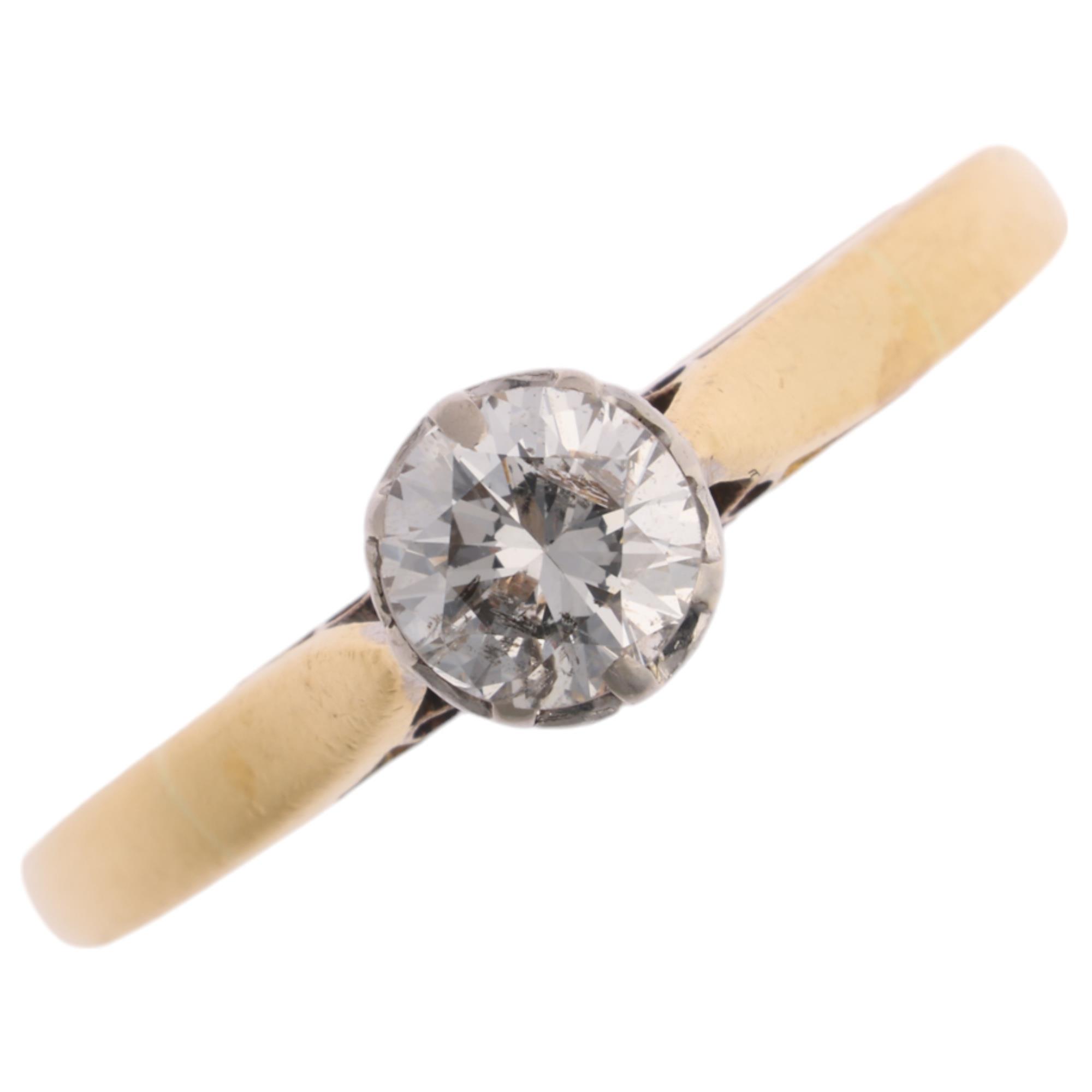 A 0.3ct solitaire diamond ring, claw set with modern round brilliant-cut diamond, colour approx H/I,