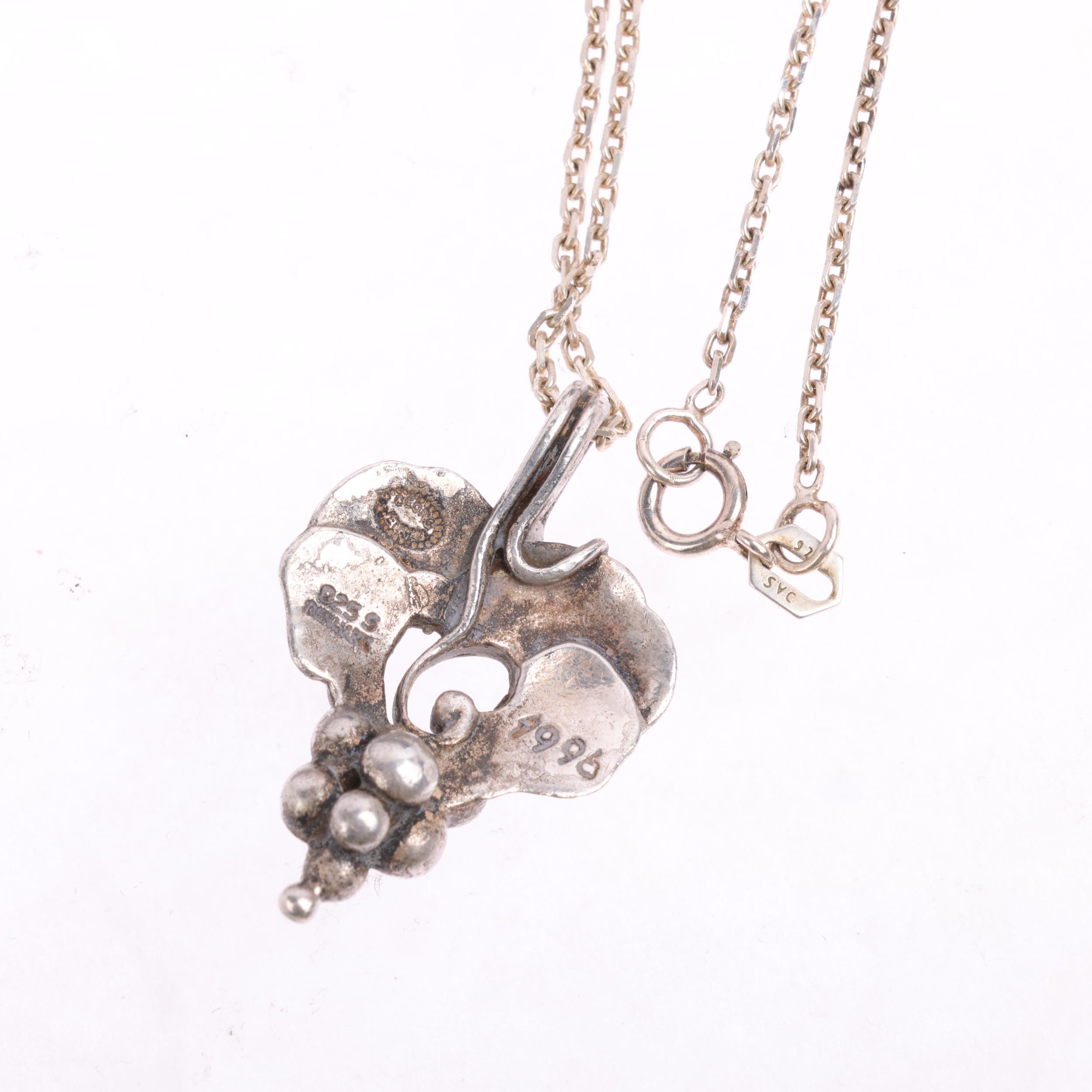 GEORG JENSEN - an Art Nouveau style Danish sterling silver Pendant Of The Year 1996 necklace, on - Image 3 of 3