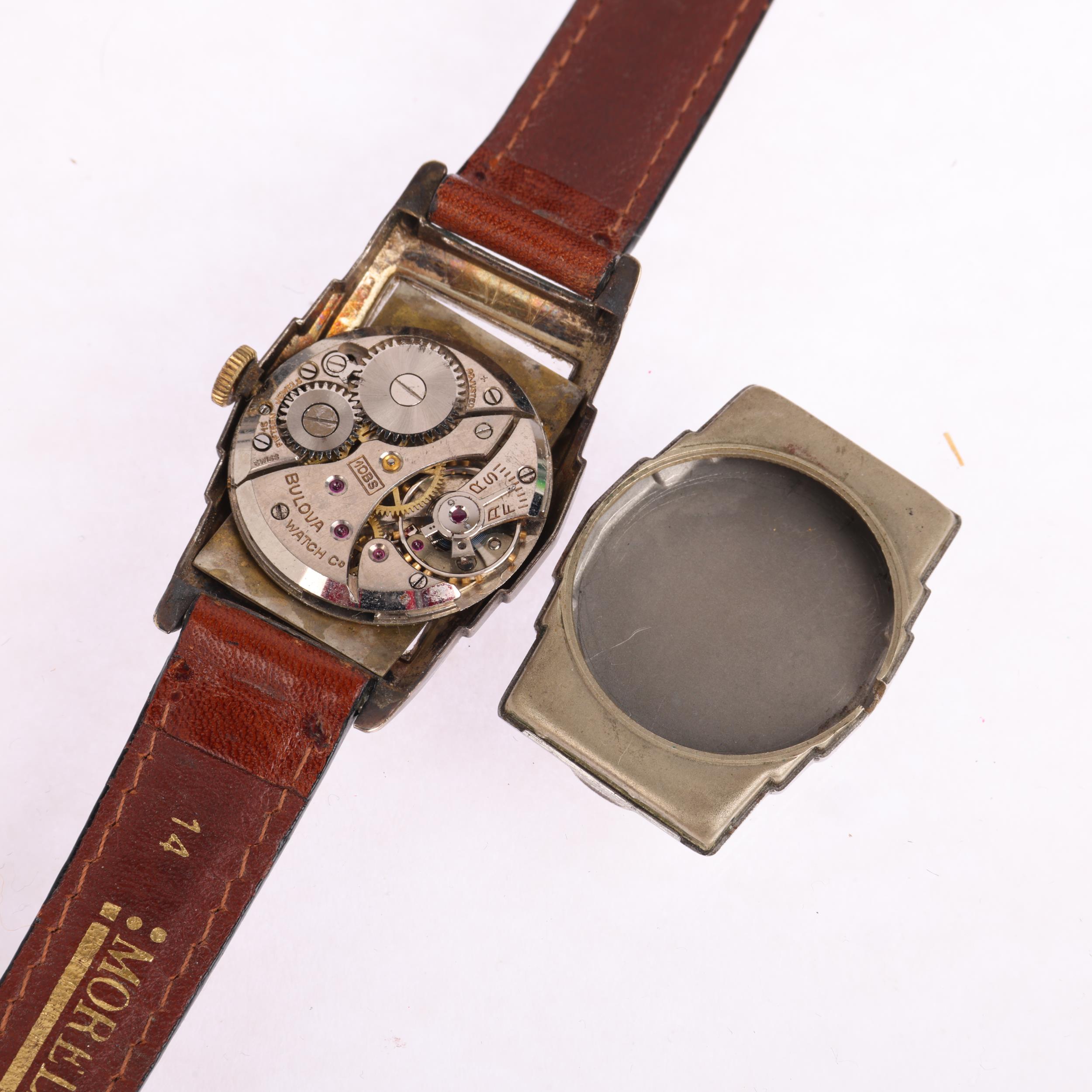 BULOVA - an American gold plated stainless steel mechanical wristwatch, circa 1940s, silvered dial - Image 5 of 5