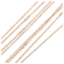 An Antique gold pearl spacer link long guard/muff chain, 3.4mm pearls, 134cm, 12.2g Condition