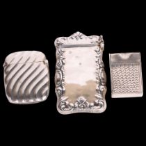 3 Antique silver Vesta cases, including large American example, 7cm x 4cm (3) Condition Report: