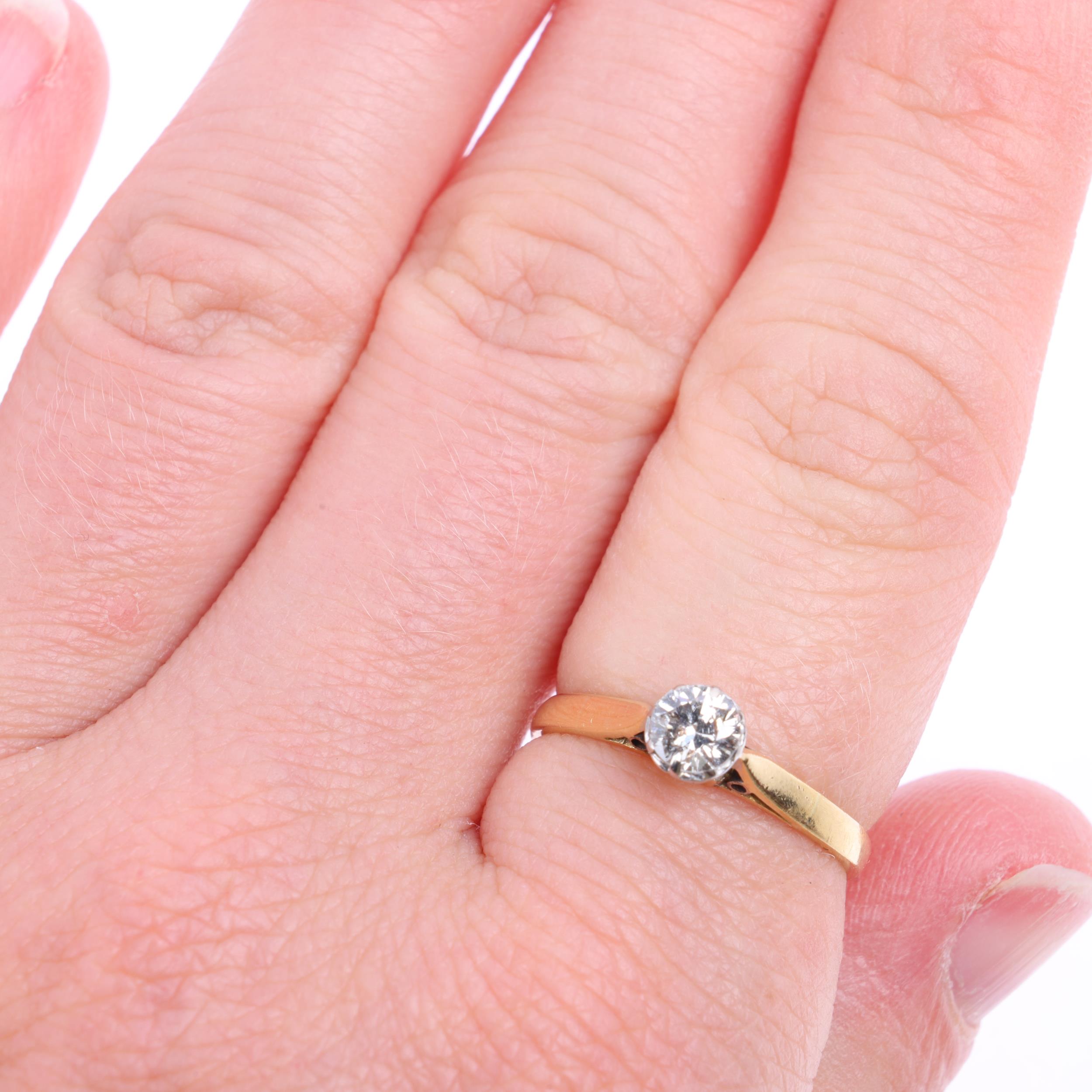 A 0.3ct solitaire diamond ring, claw set with modern round brilliant-cut diamond, colour approx H/I, - Image 4 of 4